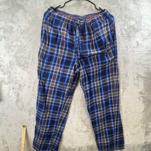 Eddie Bauer Mens M Blue Plaid Lounge Pajama Pants Elastic Drawstring Pockets